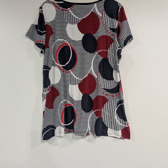 Grenier Short Sleeve Stretch Top Navy Blue White Red Size XL - Picture 3 of 4